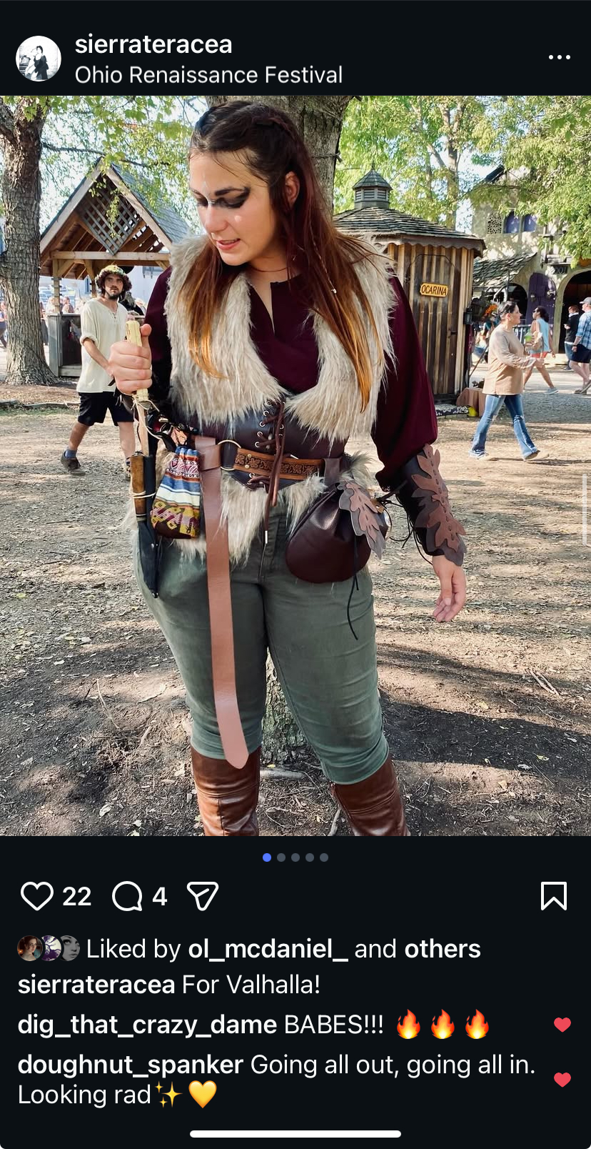 Customer wearing corset at the Ohio Renaissance Festival